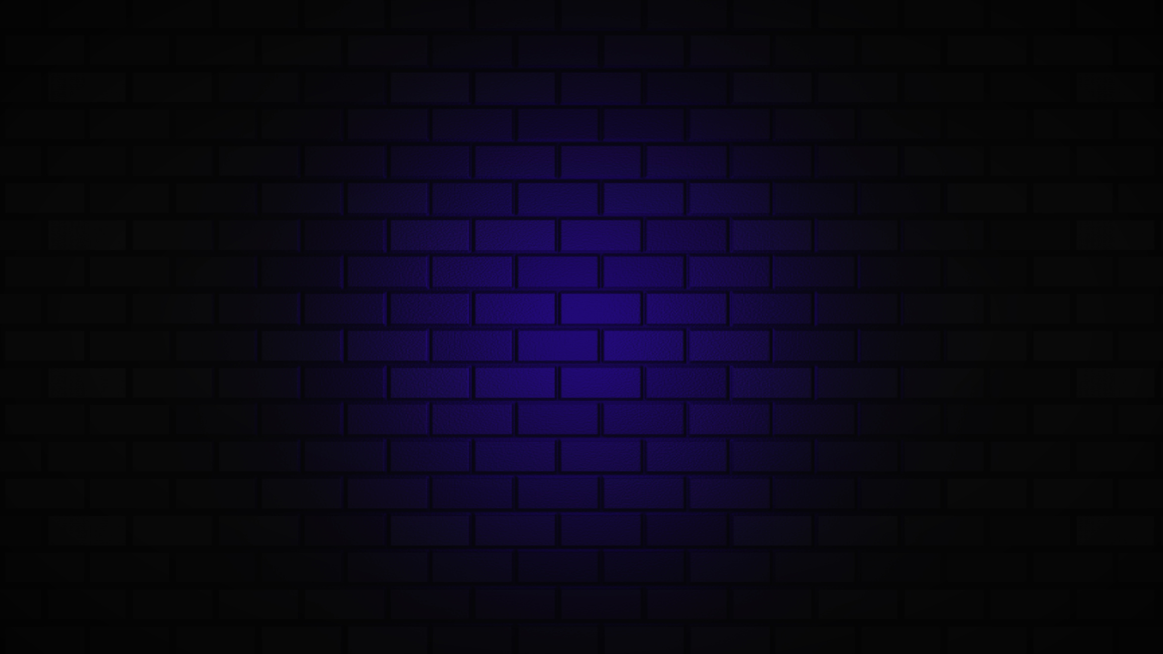 Blue neon light on empty brick wall with copy space